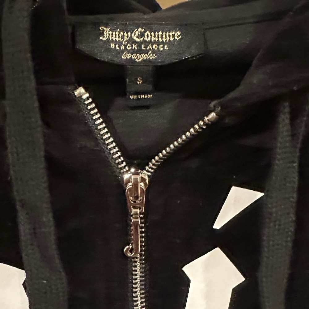 Juicy Couture Black and White Hoodie Sweater - Picture 3 of 7